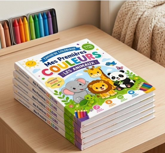 Cahier de coloriage – Mes premières couleurs : les animaux (–24 mois)