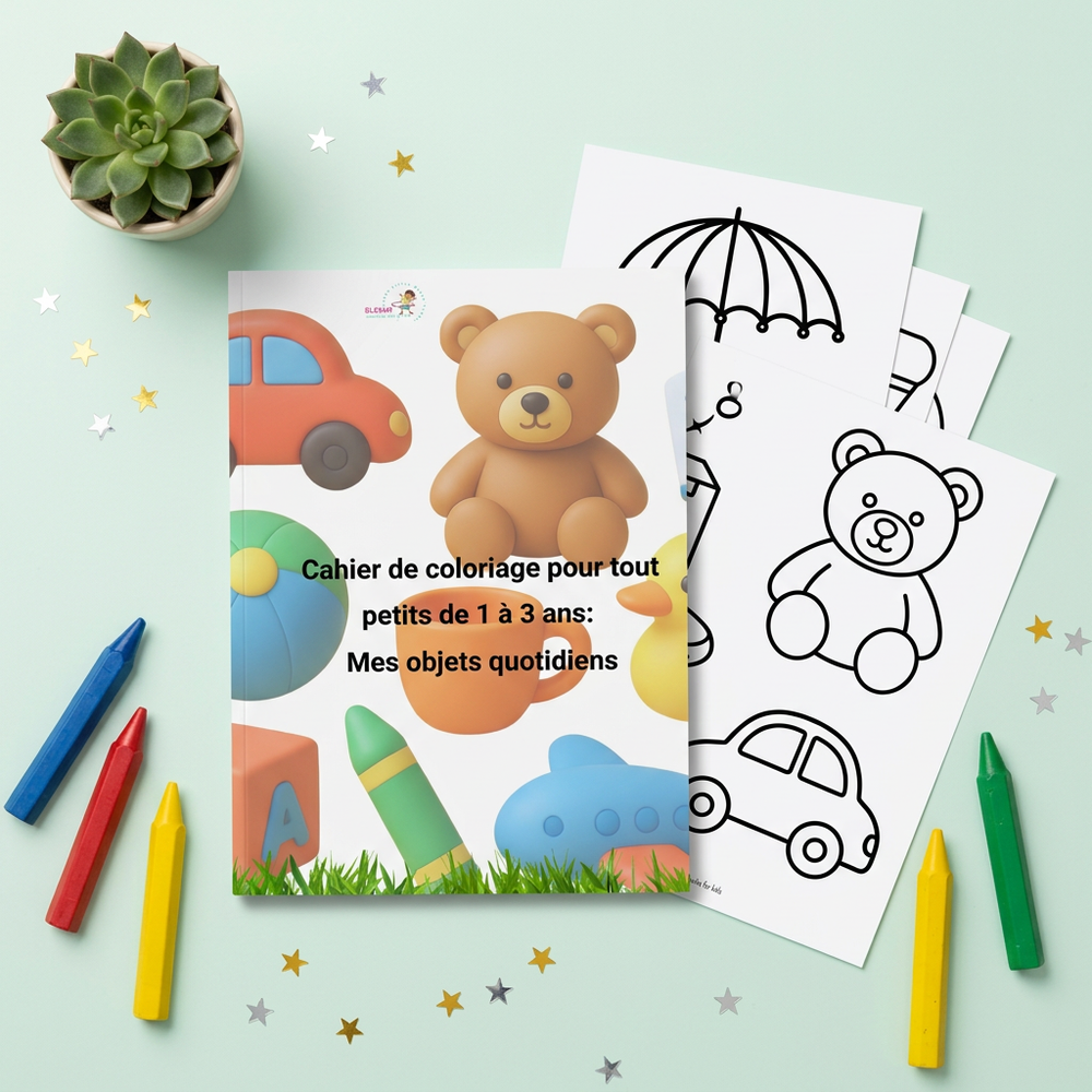 Cahier de coloriage – Les objets du quotidien (–24 mois)