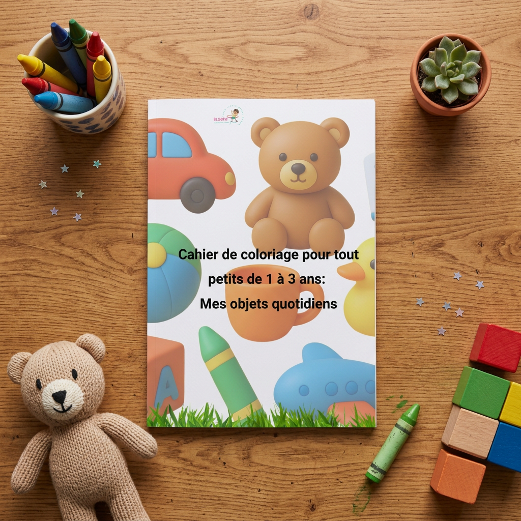 Cahier de coloriage – Les objets du quotidien (–24 mois)