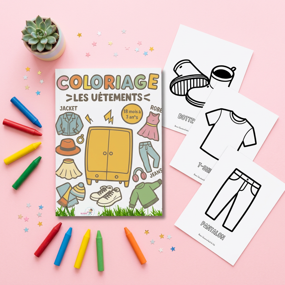 Cahier de coloriage – Les vêtements (–24 mois)